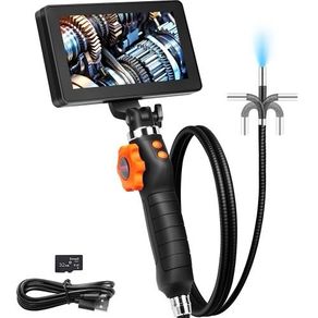 NEW SALE | Articulating Borescope Camera with Light, Two-Way Articulated Endoscope Inspection Camera with 6.4mm Tiny Lens, 5" IPS 1080P HD Screen, 8X Zoom, 8 LED Light Snake Camera for Automotive, Plumbing