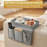 Sofa Arm Chair Tray Organisers Waterproof Non-Slip,Armchair Table Tray,Arm Chair Caddy with 4 Bags for Cup,Drinks,Snack,Phone,Magazines,Books,Glasses & Tablet,Sofa Armrest TV Remote Control Holder Image 4