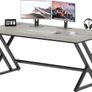 Grey Desk Industrial Wood Home Office Computer for Bedroom Farmhouse Metal Wooden Study Work PC Gaming Writing Table Modern Simple Executive with Storage 47 Inch Light Gray Image 4