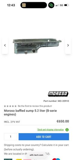 B-Series Moroso High capacity B-Series baffled sump