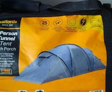 Halfords 6 person tunnel tent with porch- as new