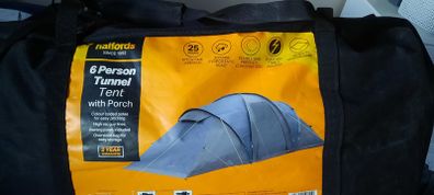 Halfords 6 person tunnel tent with porch- as new