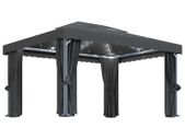 Gazebo with Curtain and String Lights 4x3 m Anthracite
