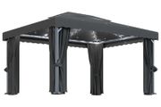 Gazebo with Curtain and String Lights 4x3 m Anthracite