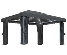 Gazebo with Curtain and String Lights 4x3 m Anthracite