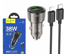 Hoco Z52 Spacious PD38W 1C1A Car Charger Set C To iPhone Transparent Black