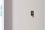 Metal Storage Cabinet with 2 Door and 3 Adjustable Shelves, 109CM Tall Storage Cupboard with Lock for Home, Office, Warehouse, 109 x 40 x 90 cm (Light Grey)