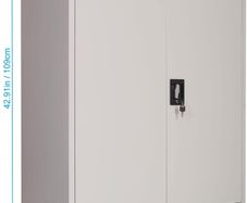 Metal Storage Cabinet with 2 Door and 3 Adjustable Shelves, 109CM Tall Storage Cupboard with Lock for Home, Office, Warehouse, 109 x 40 x 90 cm (Light Grey)