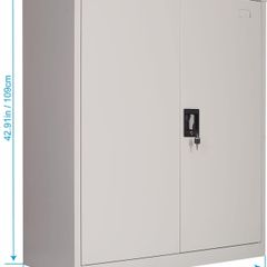 Metal Storage Cabinet with 2 Door and 3 Adjustable Shelves, 109CM Tall Storage Cupboard with Lock for Home, Office, Warehouse, 109 x 40 x 90 cm (Light Grey)