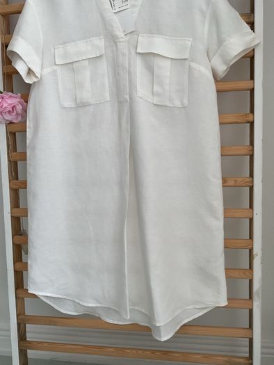 dress bnwt H&M white linen dress oversized uk 6 fit 8/10 shirt dress