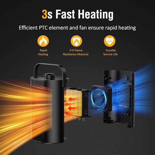 FREE 3 DAY SHIPPING Oscillating 1500W  Ceramic Heater with 3 Heat Settings Energy Saving Technology, Quiet Fan Heater