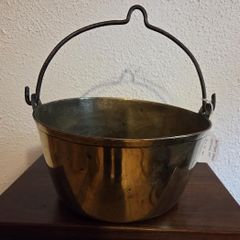 Antique Heavy Brass Hanging Pot