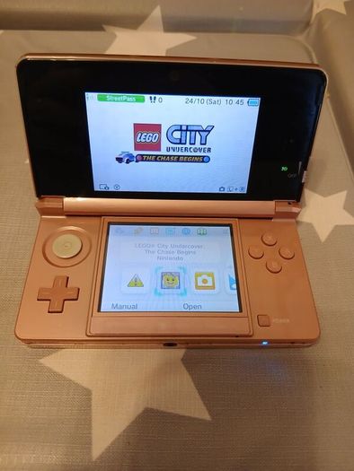 Nintendo 3DS Pearl Pink Console Bundle + Charger, Travel Case & 6 Classic Games!