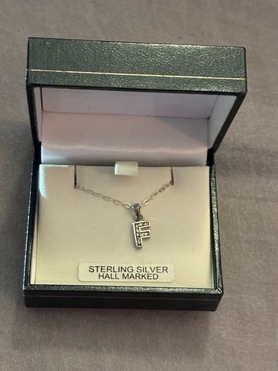 Brand New Sterling Silver Necklace With Initial / Letter F Pendant