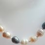 Vintage very long Necklace of Real Pearls Freshwater Pearls  Multicolor length 45" Image 3