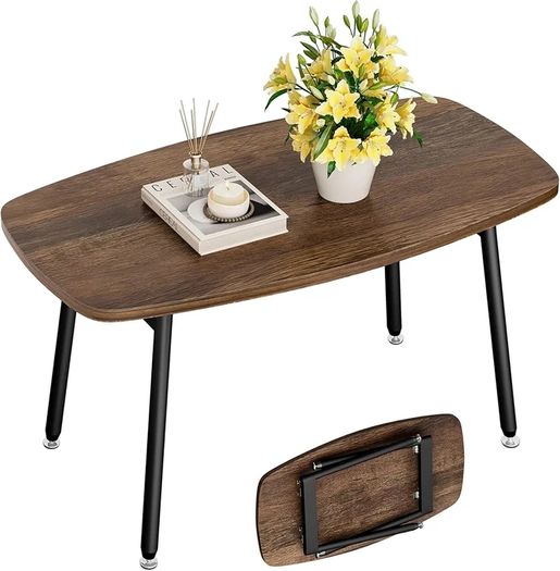 Folding Coffee Table Rustic Small Coffee Tables for Living Room Farmhouse Portable Table for Small Spaces Rectangular Mid Century Coffee Tables, No Assembly 31.5 /15.7 / 17.7IN, Walnut