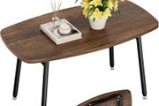 Folding Coffee Table Rustic Small Coffee Tables for Living Room Farmhouse Portable Table for Small Spaces Rectangular Mid Century Coffee Tables, No Assembly 31.5 /15.7 / 17.7IN, Walnut
