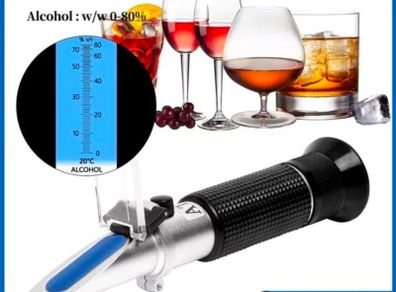 Handheld 0-80% Alcohol Refractometer For Spirits Household Liquor Brewing Refractometer Alcohol Concentration Detector