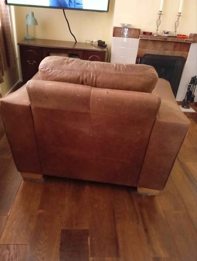 John Lewis Leather Sofa & Chair