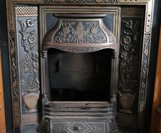 Cast iron fireplace insert & grate