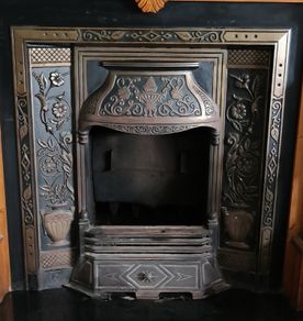 Cast iron fireplace insert & grate