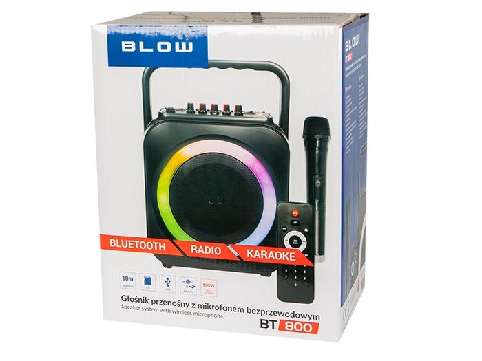 New BT800 100W Portable Bluetooth LED Speaker Karaoke Wireless Mic Radio #1491