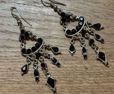 Vintage Black Jewelled Earrings