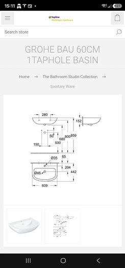 Grohe Bau Gloss white sink and pedestal