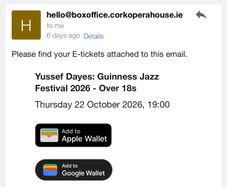 Yussef Dayes (Cork Jazz Festival) - Two Tickets