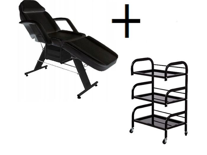 Beauty Bed With Drawers trolley shelf and stool