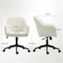 Office chair with velvet-look fabric upholstery, dressing chair with curved backrest, for bedroom, living room, Beige Image 2