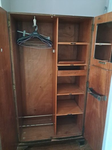 Walnut finish wardrobe, old