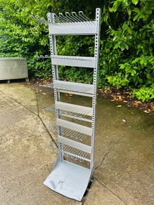 Silver Shop Display Stand With Hooks