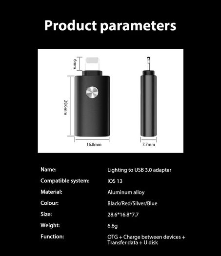 !ACCEZZ Apple OTG Lightning (Male) to USB Type-A (Female) Adapter/Convertor (Brand New/Warranty)