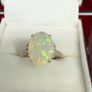 Gold 9K Gold AAA Ethiopian Opal & Diamond Ring Image 2