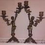 Vintage French Double Brass Boy Cherub Angel Candlestick Candle Holder Image 2