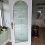 Solid Oak Doors with Leaded Gold Trim Glass Image 2