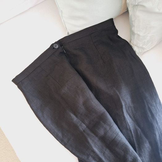 Endora Black Linen Skirt - Size 12