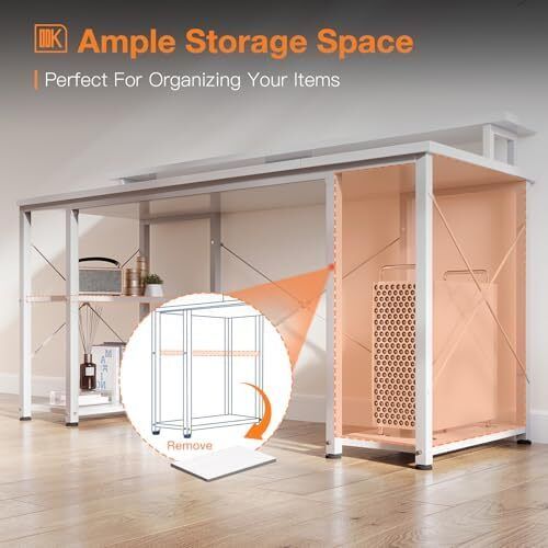 Computer Desk with Shelves, 120 x 50 cm Gaming Desk with Storage, Home Office Table, Modern Simple Style PC Table, Stable Workstation