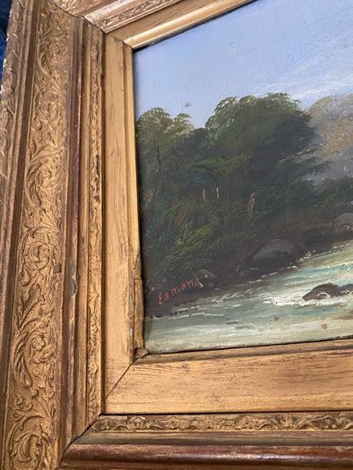 Small 19th Century Oil on Canvas in Gilt Frame