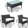 Garden Lounge Set, Balcony Furniture Set for 4 People, 7 Pieces, with Table, Seat Cushion, Washable, Plastic, Flat Rattan Look, for Balcony or Patio Image 4