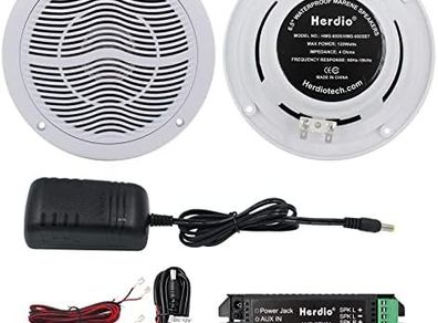 6.5 Inches 120 Watts Waterproof Bluetooth Marine Speakers Ceiling Speakers Perfect for Kitchen Home Tub Bathroom Outdoor (White)