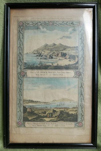 Antique "View of the Black Rocks... & View of Ringsend....Dublin Bay in IRELAND", antique print c 1800