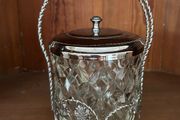 Vintage Heavy Cut Glass Ice Bucket / Biscuit Barrel