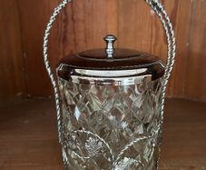 Vintage Heavy Cut Glass Ice Bucket / Biscuit Barrel