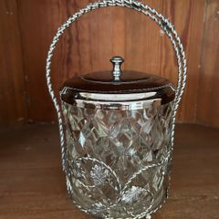 Vintage Heavy Cut Glass Ice Bucket / Biscuit Barrel