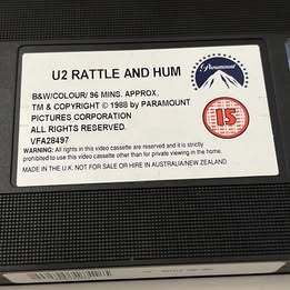 U2 - Rattle and Hum. Poster and Original VHS Video.