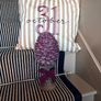 New bespoke oversized autumn Pinecone on distressed wood base in mulberry Image 5