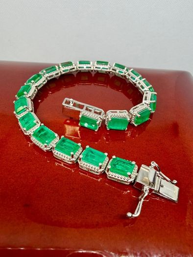 Silver Emeraldine Triplet Quartz Tennis Bracelet