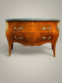 Louis XV Style Bombe Chest of Drawers with Green Marble Top
